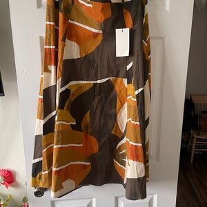 Zara Women's Maxi Skirt - Orange, Brown, Cream